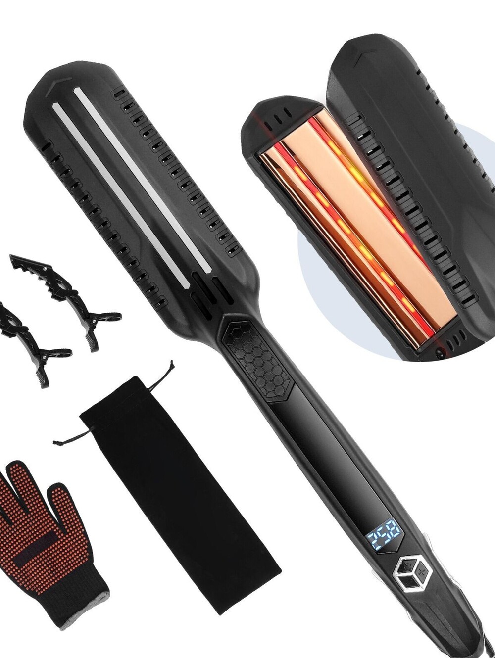 Hair Straightener, 1.5-inch Titanium Flat Iron, Dual Infrared Hair Straightener